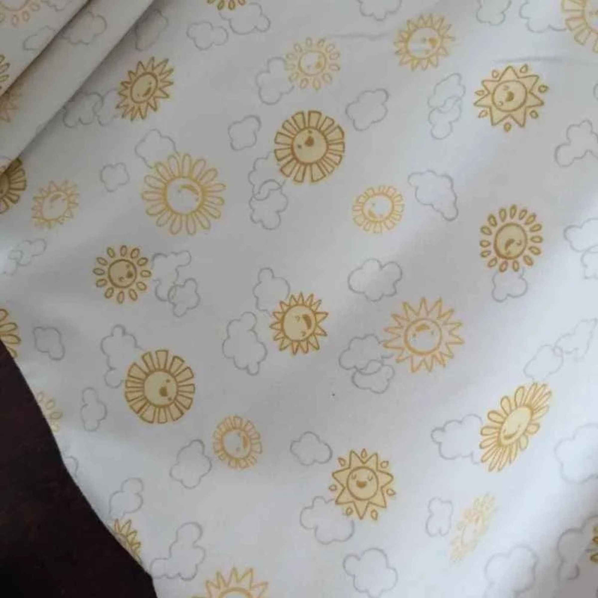 Sun on White Cotton Flannel – Sunshine – Over the Moon