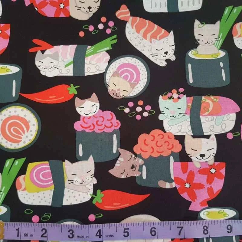 Sushi Fabric, Kitty Rolls - De Leon Design Group