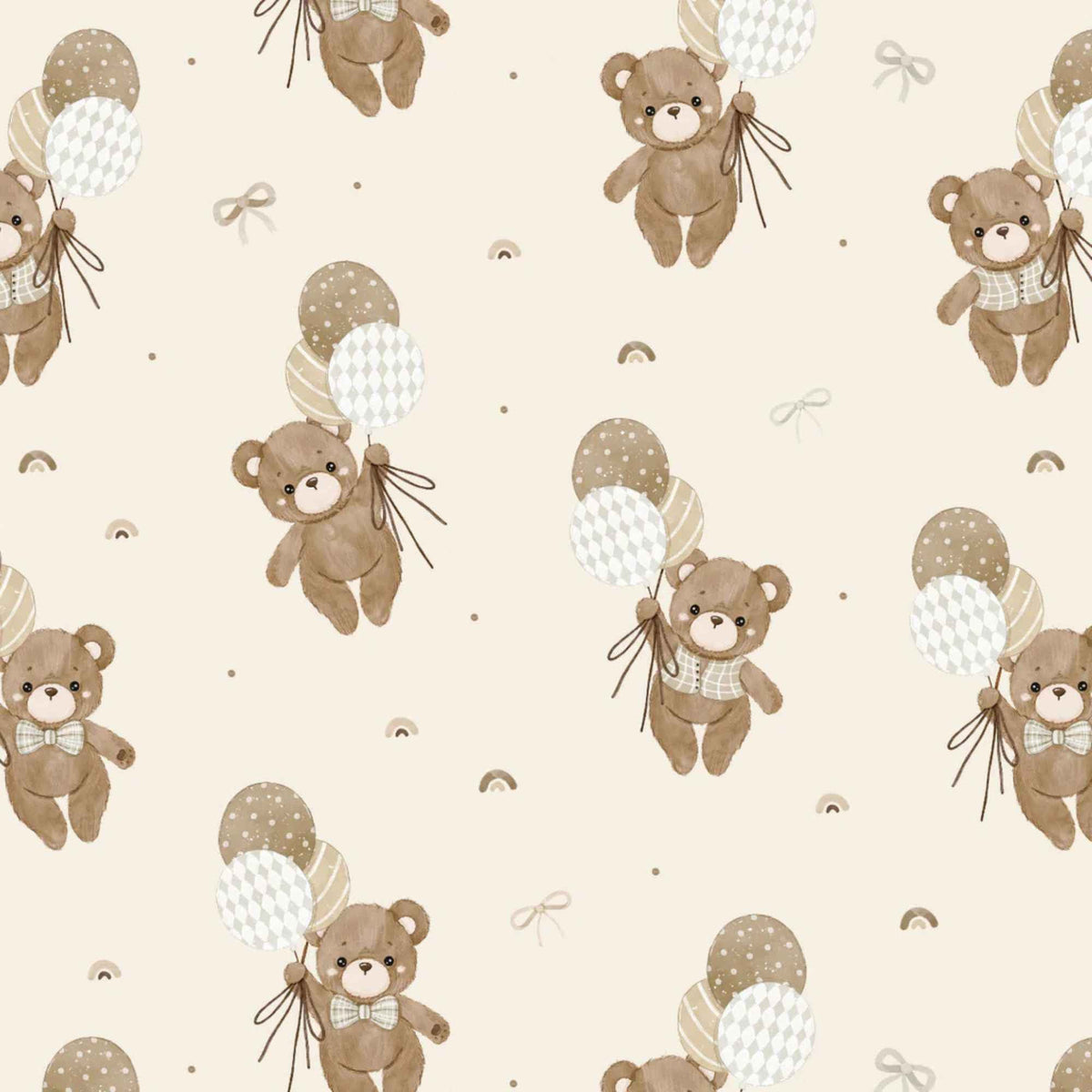 Teddy Bear's Adventures Cream Cotton Flannel – Balloons & Bears
