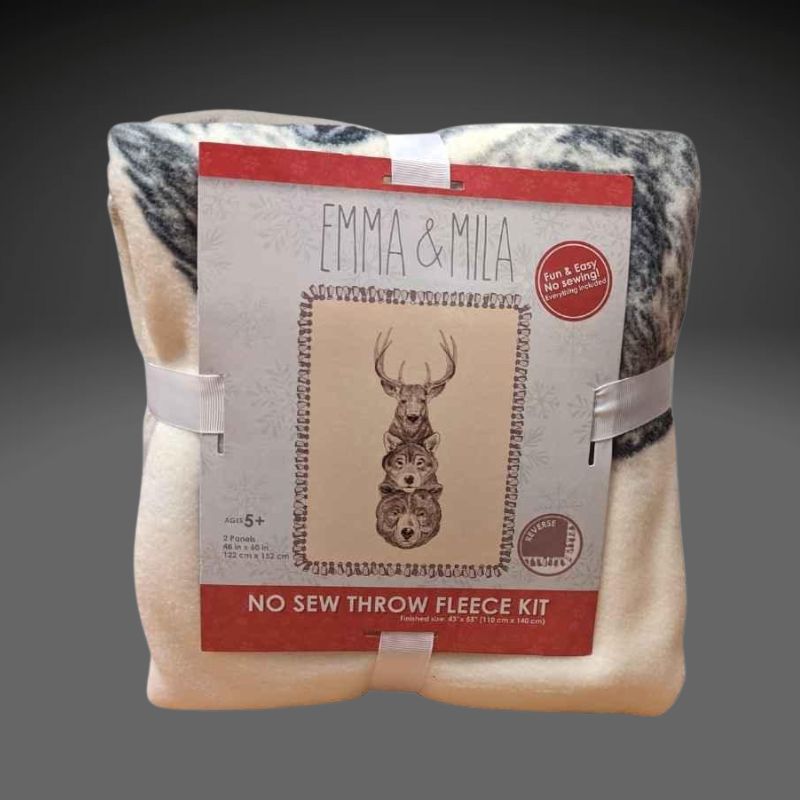 The Hudson No Sew Fleece Throw Kit, Stag, Wolf and Bear