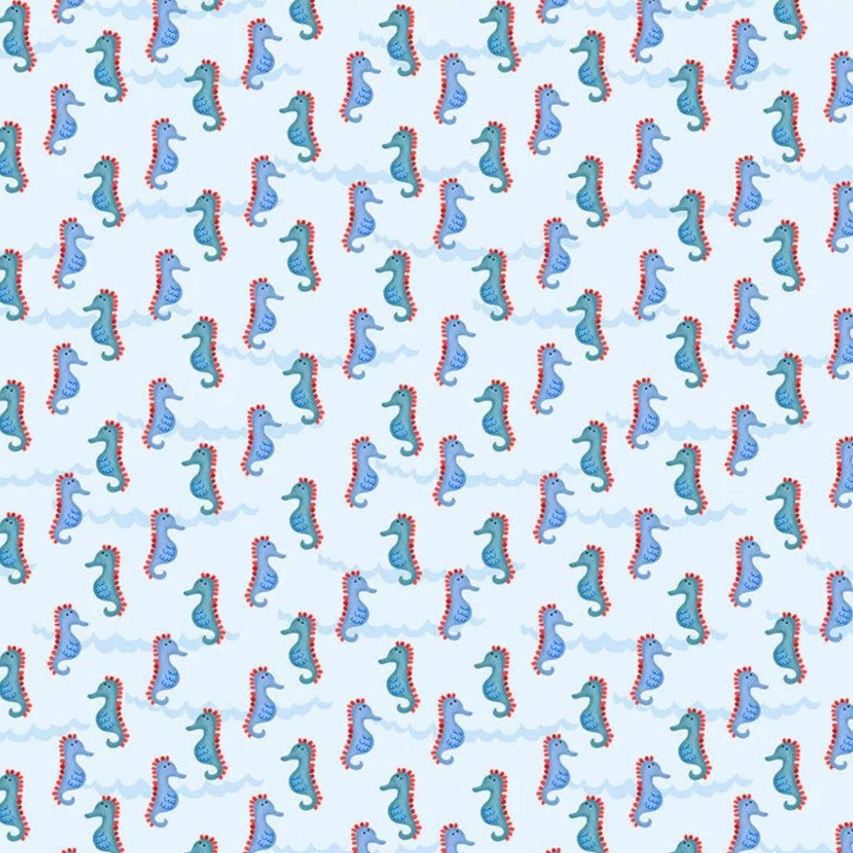Timeless Treasures Seahorses on Blue Quilting Cotton Fabric