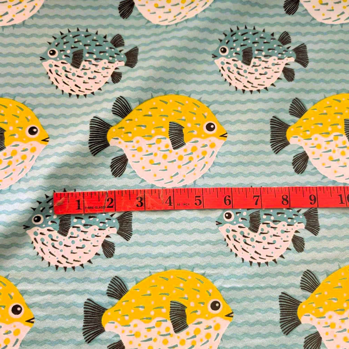 Tropical Pufferfish Cotton Flannel – Aqua, Yellow & Blue – Soft Brushed Fabric