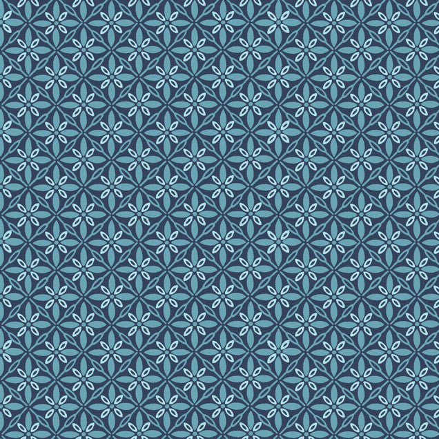 Tufted Navy Geometric Fabric – Kimberbell Basics Classic, Maywood Studio MAS9396 - N