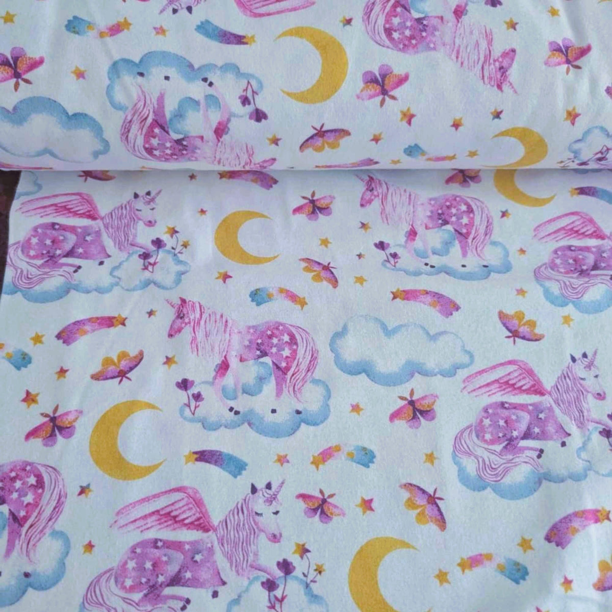Unicorn Dreams FLANNEL – Pastel Pink & Yellow Moons – Soft Brushed