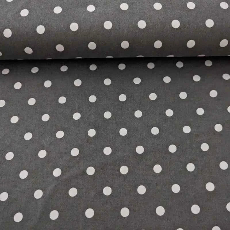 White Dots on Grey FLANNEL, Cozy Cotton Flannel