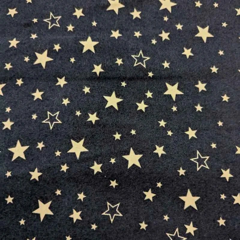 White Stars on Navy FLANNEL, Cozy Cotton Flannel