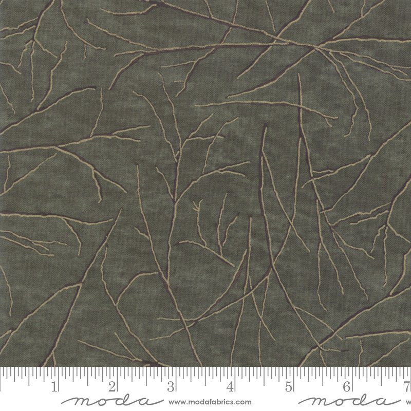Winter White by Holly Taylor for Moda - Branches on Green Cotton Fabric
