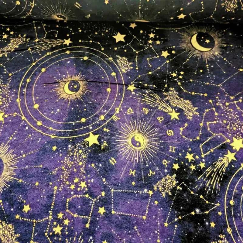 Zodiac Constellation FLANNEL in purple and yellow