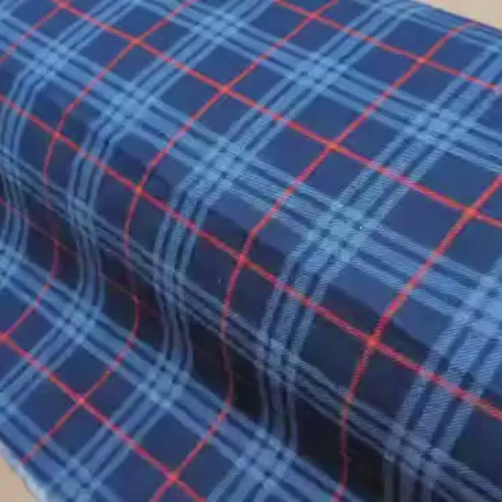 FLANNEL Tartan Plaid Blue, Red and White, Flannel fabric - Fabric Design Treasures