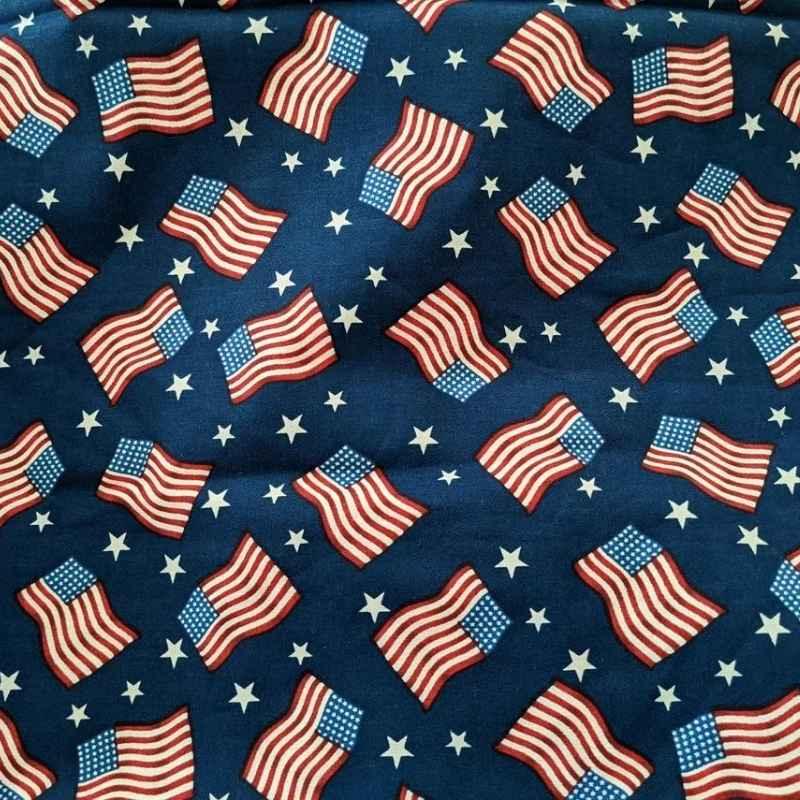 American Flag Fabric, Stars and Stripes Navy Blue Red Stars