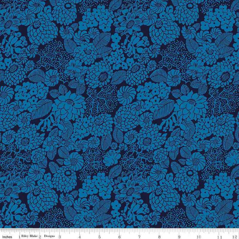 Arthurs Garden, Blue Dahlia, Liberty Fabrics | Fabric Design Treasures