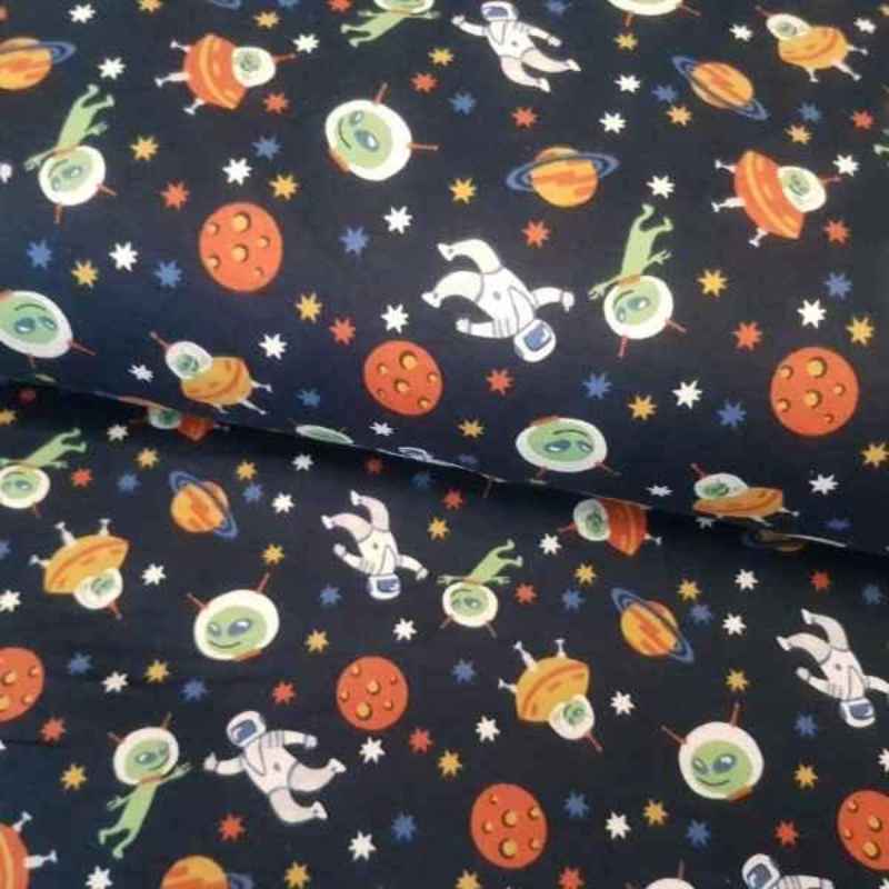 Astronaut FLANNEL fabric on Navy