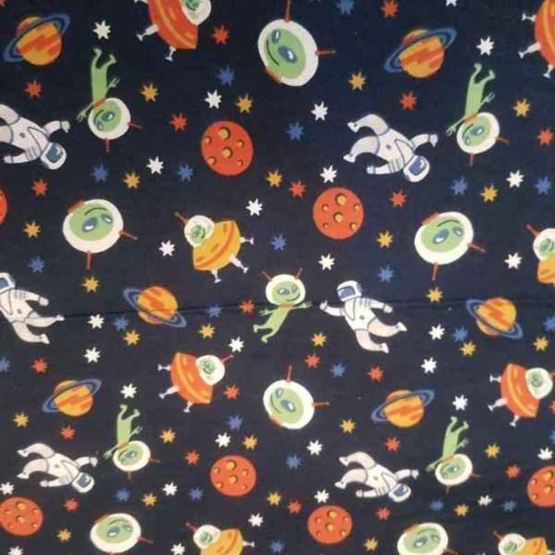 Astronaut FLANNEL fabric on Navy