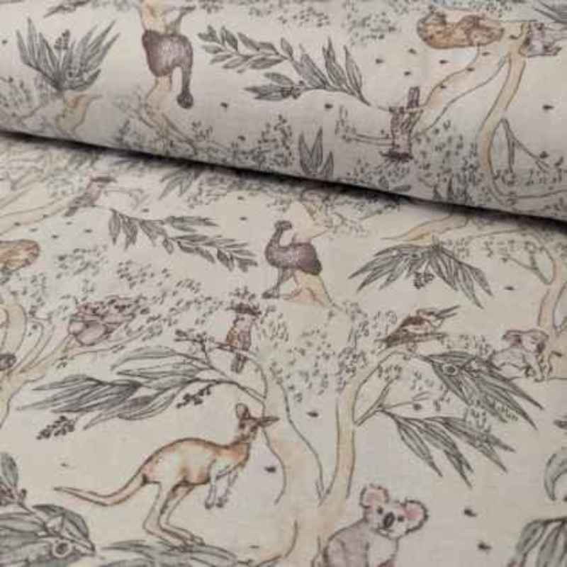 Australian Animal FLANNEL, Sleeping Koala and Friends