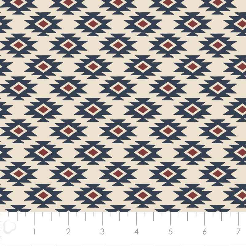 Aztec inspired Geo Stamped FLANNEL on Cream | Fabric Design Treasures