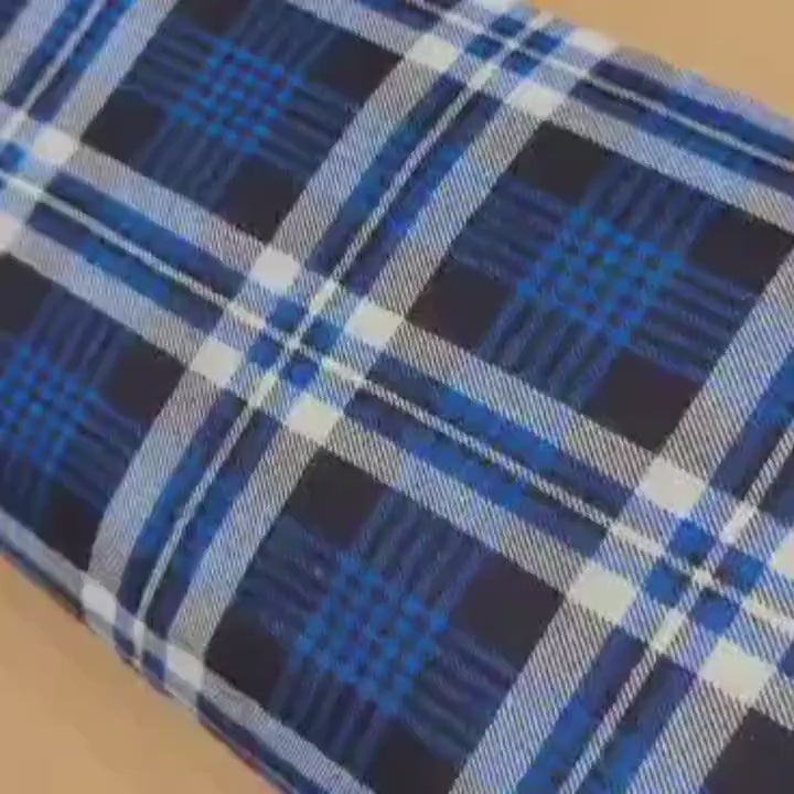 FLANNEL Tartan Plaid Navy, Light Blue and White - Fabric Design Treasures