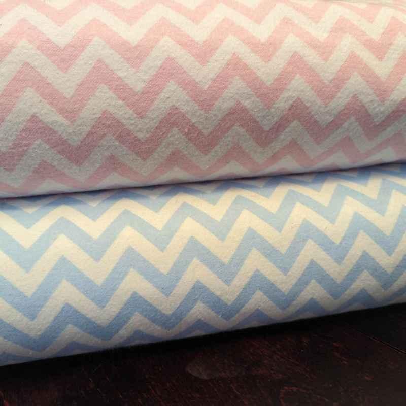 Baby Kisses Chevron in Pink and White Wide Back FLANNEL