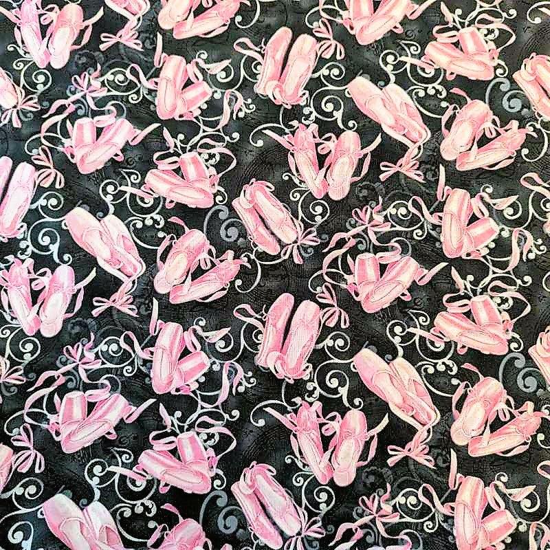 Ballet Slippers Black/Grey - Pink Slippers Cotton Fabric