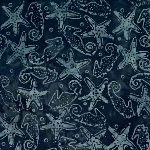 Batik by Mirah Blue Chase Seahorse Peltro Grey MH-BS-3-9640