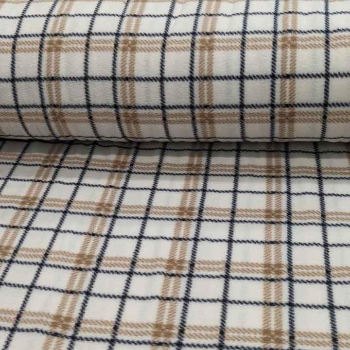 Beige, black and cream Plaid Anti-Pill Polar Fleece