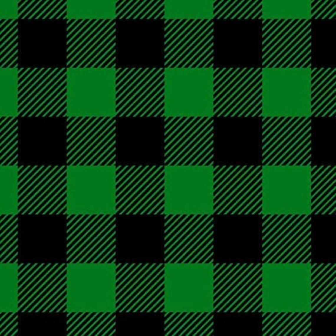 Black and Green Buffalo Plaid Flannel 1" Squares