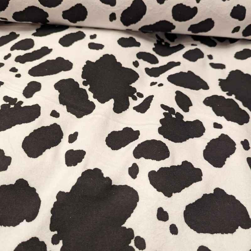 Black Cow FLANNEL on White | Fabric Design Treasures