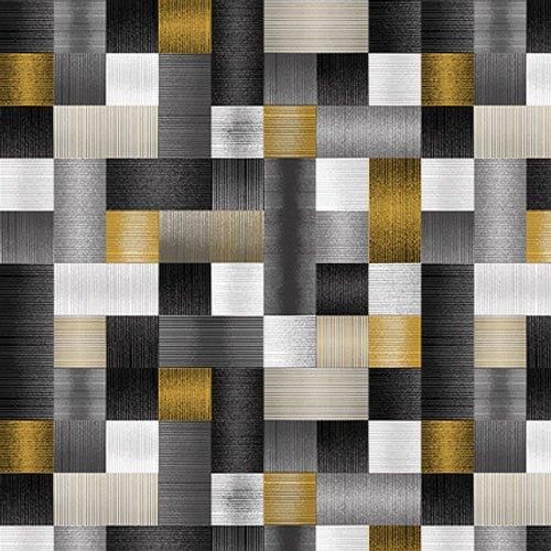 Black, White and 24 Karat, Geo Plaid Squares