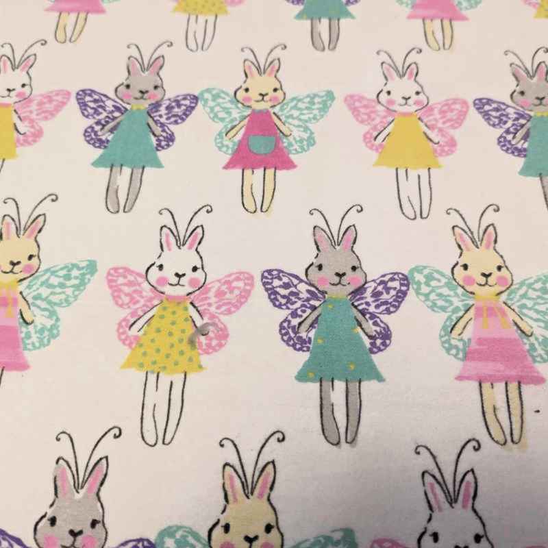 Butterfly Rabbit FLANNEL on White