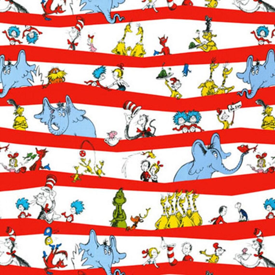 Celebrate Seuss on Red and White, Dr. Seuss Fabric