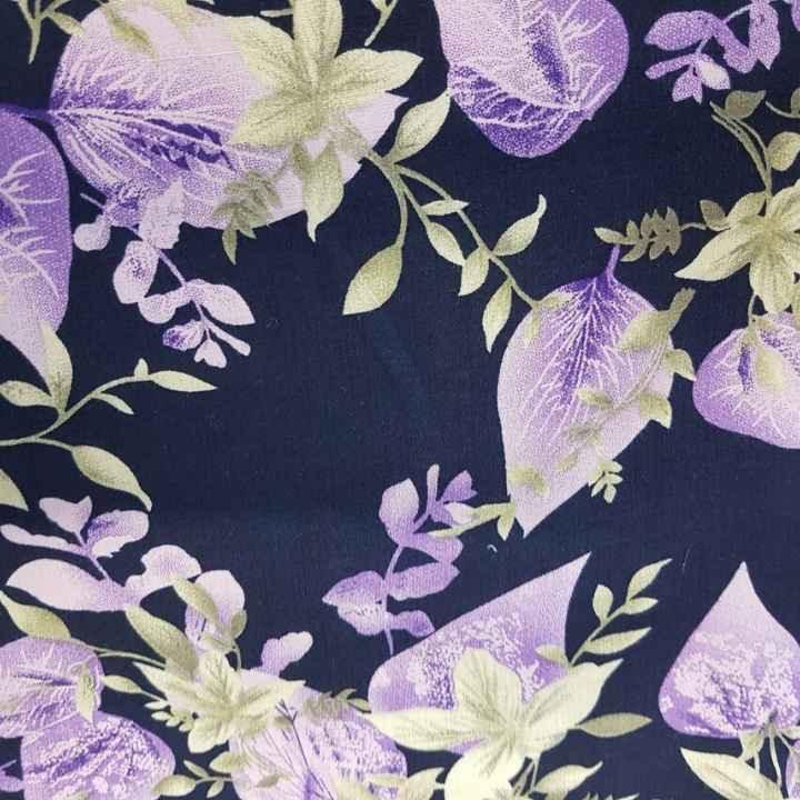 Challis Fabric, Floral Print Fabric in Navy Fabric