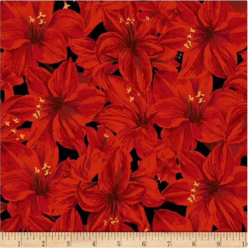 Christmas Fabric, Holidays Remembered, Red Poinsettias