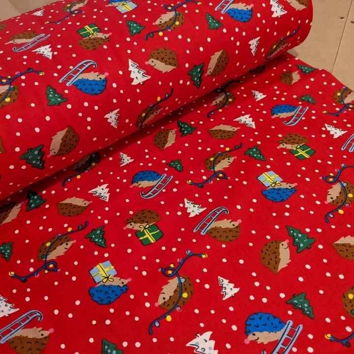 Christmas Flannel, Hedgehog FLANNEL Fabric