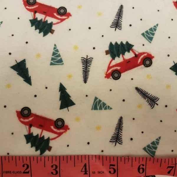 Christmas Flannel, Red Truck Fabric, Christmas Trees FLANNEL