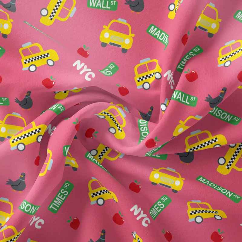 City Life Toss - In a NY Minute Collection, Pink | Fabric Design Treasures