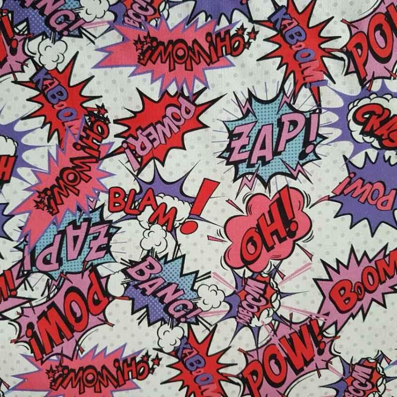 Comic Text Fabric, Bang, Boom Crash OH! Pow!