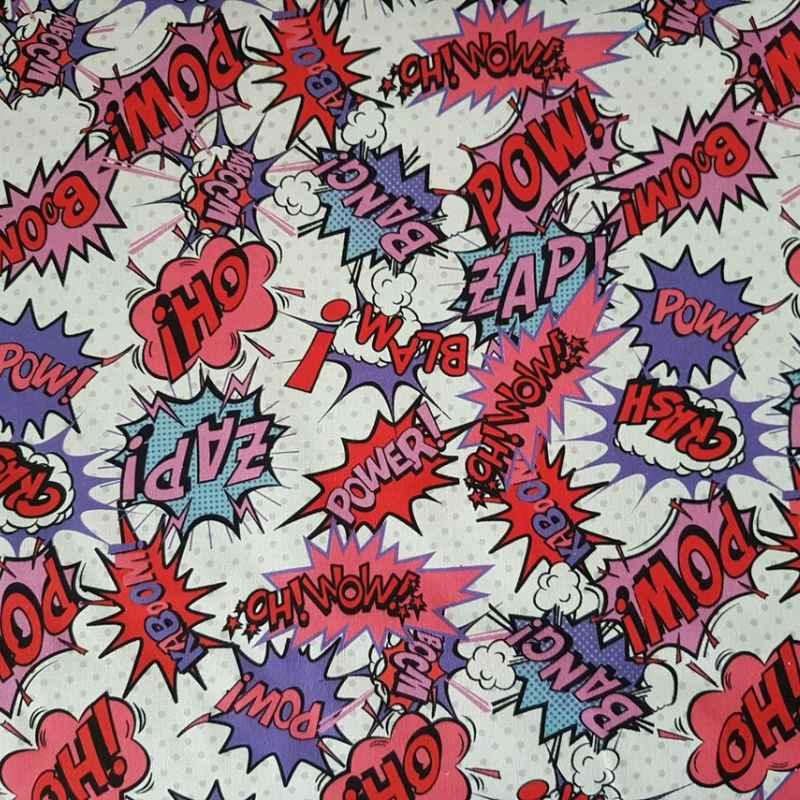 Comic Text Fabric, Bang, Boom Crash OH! Pow!