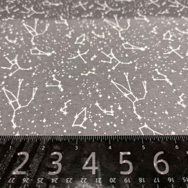 Constellation and Stars FLANNEL fabric on Light Grey