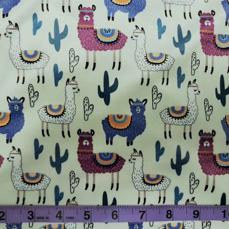 Cuddle Minky, Minky Fleece, Llama Fabric in Mint Green | Fabric Design Treasures