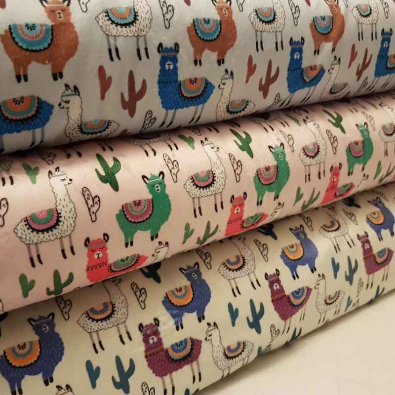 Cuddle Minky, Minky Fleece, Llama Fabric in Mint Green | Fabric Design Treasures