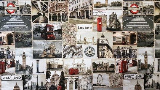 Digital Printed Cotton Canvas London Landmarks