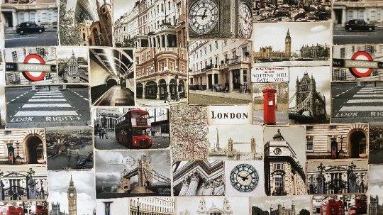 Digital Printed Cotton Canvas London Landmarks