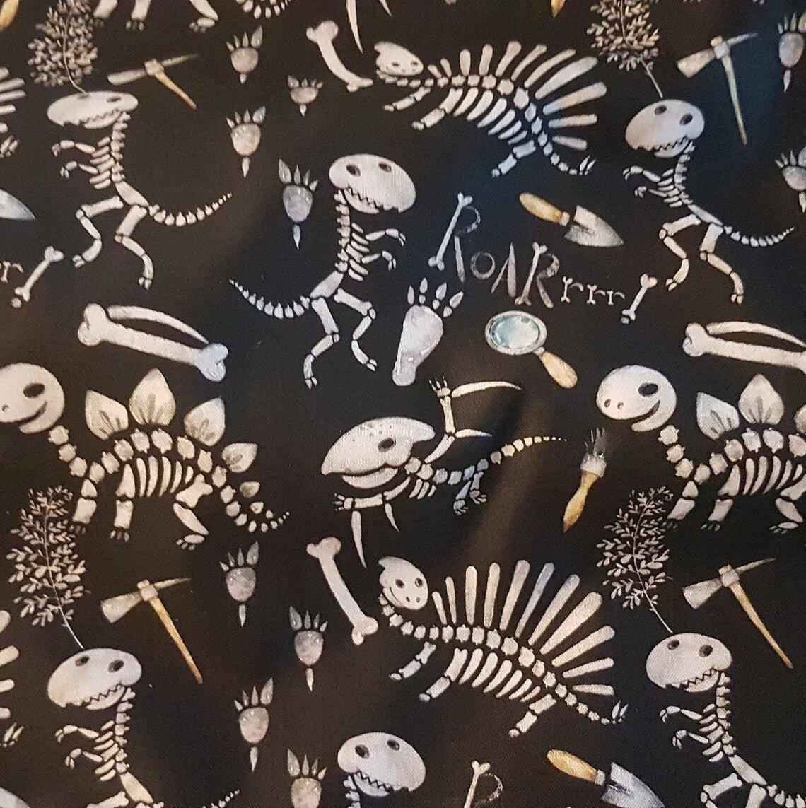 Dinosaur Fabric, Skeleton Fabric, ZoZo Designs