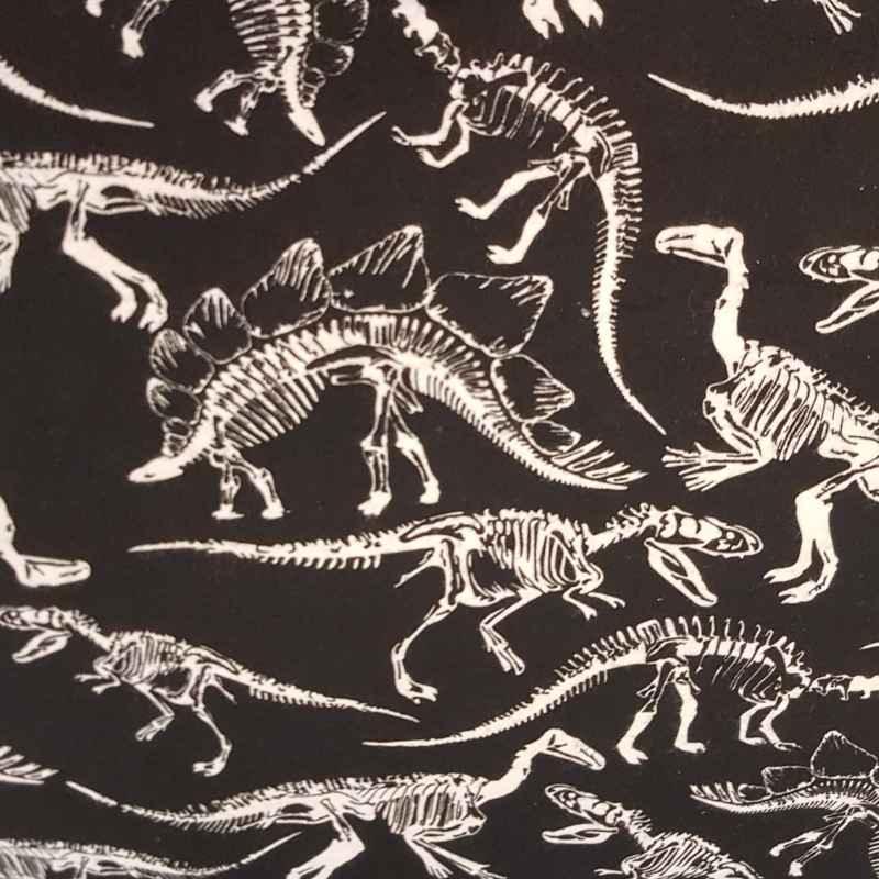 Dinosaur FLANNEL on Black Fabric, Dinosaur Flannel