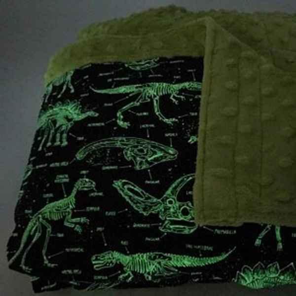 Dinosaur Skeleton, Glow in the Dark Cotton Fabric