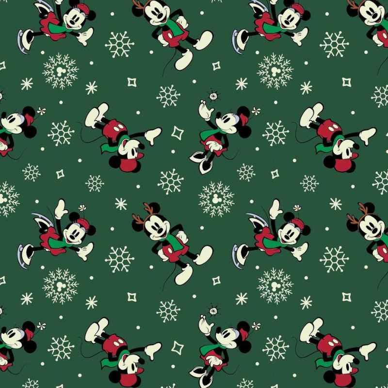 Disney Festive Mickey Mouse Fabric in Green