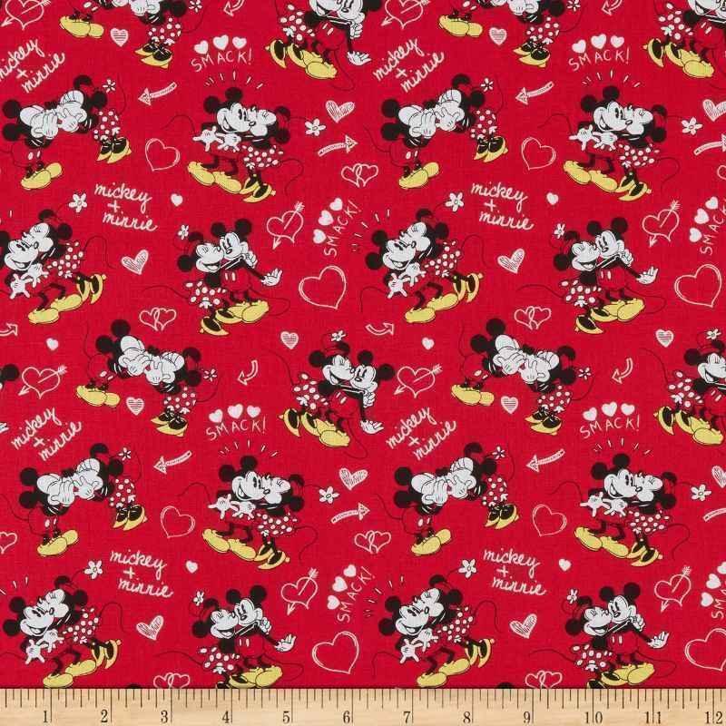 Disney Mickey and Minnie Mouse in Love Cotton Fabric