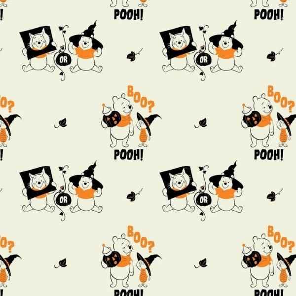 Disney Pooh Fabric, Character Halloween III Trick Pooh Treat Cream