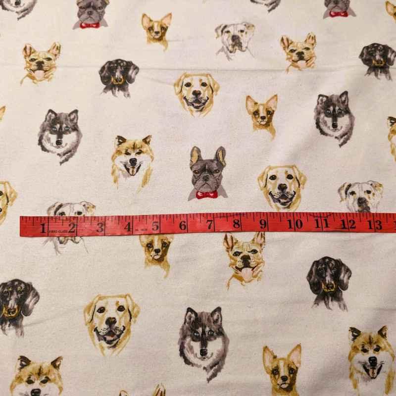 Dog FLANNEL Fabric on Cream