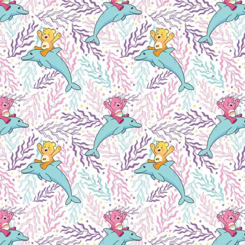 Dolphin Friends Care Bears. Mer Bears White | Fabric Design Treasures