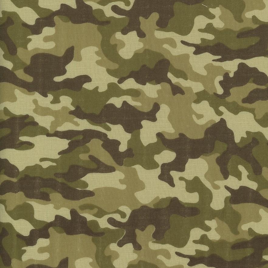 Double Gauze Fabric Camouflage Light Green and Brown